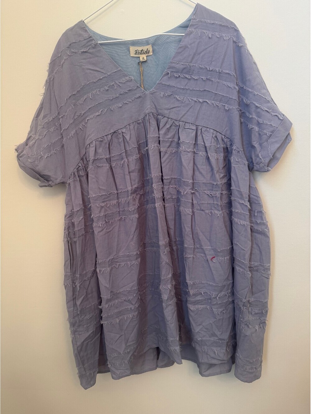Listicle S/S Babydoll Dress in Misty Blue, Size Large